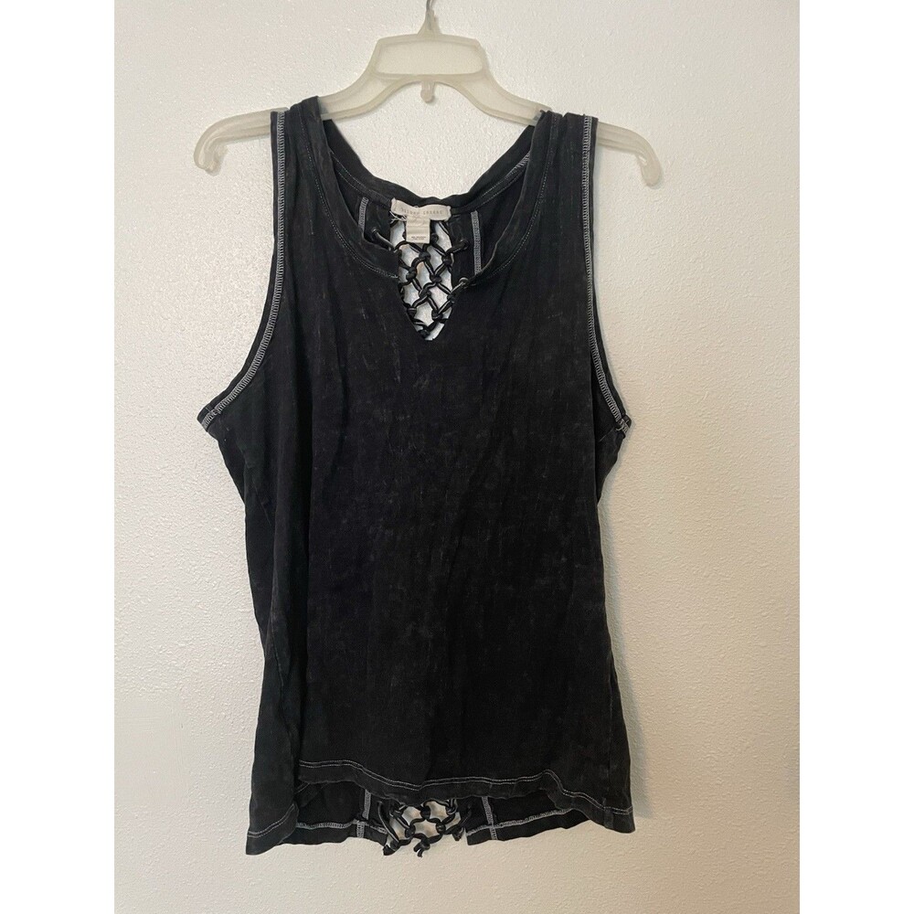 Gilded Intent tank top Large black shirt sleeveless Buckle Back Tie